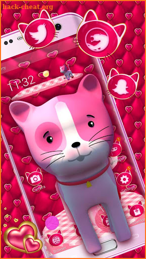3D Cute Pink Kitty Launcher Theme screenshot