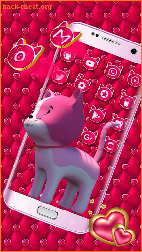 3D Cute Pink Kitty Launcher Theme screenshot