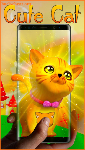 3D Cute Yellow Cat Theme screenshot