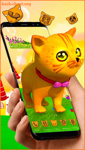 3D Cute Yellow Cat Theme screenshot