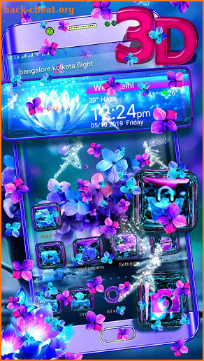3D Fairy Bouquet Glass Tech Theme screenshot