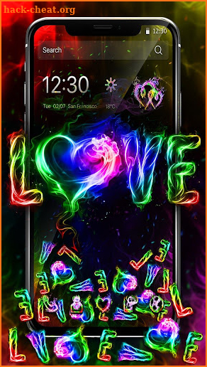 3D Flaming Colorful Love Gravity Theme screenshot