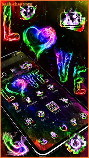 3D Flaming Colorful Love Gravity Theme screenshot