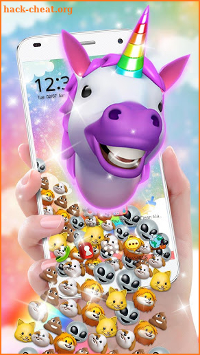 3D Funny Unicorn Emoji Gravity Theme screenshot