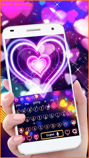 3D Giltter Neon Hearts Keyboard screenshot