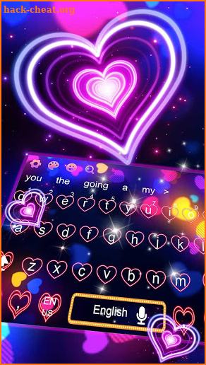 3D Giltter Neon Hearts Keyboard screenshot