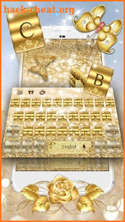 3D Gold Butterfly Keyboard Theme screenshot