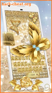 3D Gold Butterfly Keyboard Theme screenshot