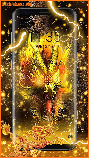 3D Gold Dragon  Lock Theme screenshot