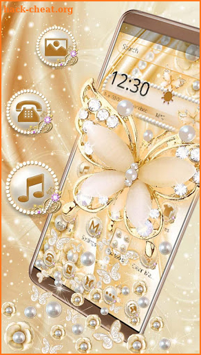 3D Golden Pearl Flower Gravity Theme screenshot