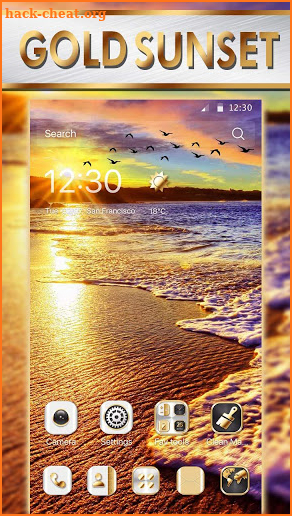 3D Golden Sunset Beach Theme screenshot