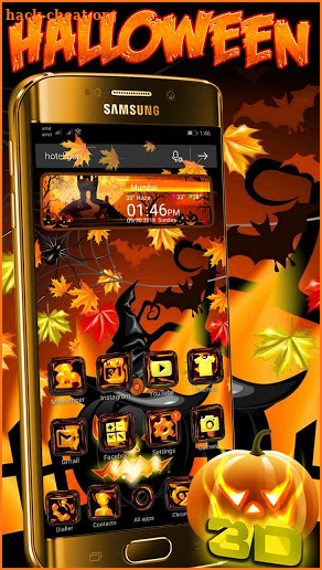 3D Halloween Glass Night Theme screenshot