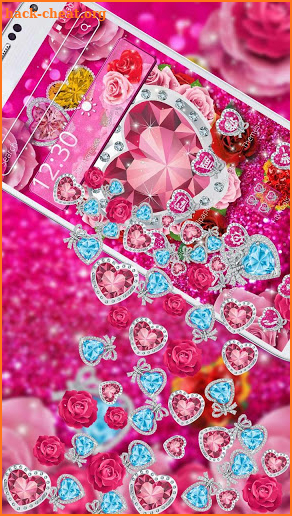 3D Heart Diamond Glitter Rose Gravity Theme screenshot