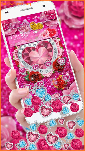 3D Heart Diamond Glitter Rose Gravity Theme screenshot