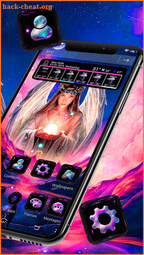 3D Holy Jesus Girl Glass Tech Theme screenshot