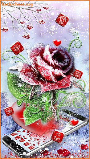 3D Ice Rose Love Theme screenshot