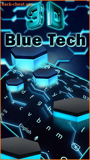 3D Live Blue Neon Hexagon Tech Keyboard screenshot