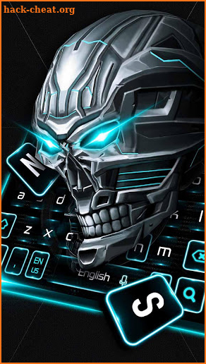 3D Neon Blue Skull Keyboard screenshot