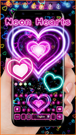 3D Neon Hearts Keyboard screenshot
