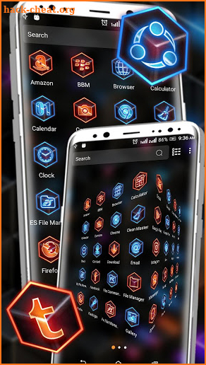 3D Neon Hexa Launcher Theme screenshot