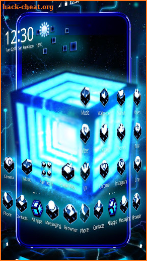 3D Neon Hyper Cube Theme screenshot