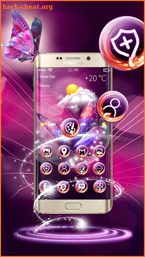 3D Neon Purple Butterfly Theme screenshot