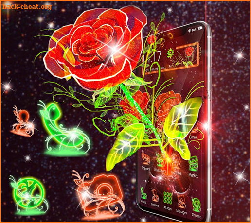 3D Neon Red Rose Launcher screenshot