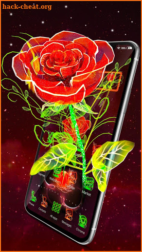 3D Neon Red Rose Launcher Theme screenshot