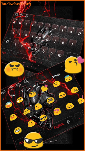 3D Neon Red Skull Keyboard screenshot
