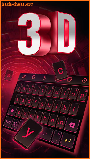 3D Neon Red Technology Keyboard Theme for WhatsApp screenshot