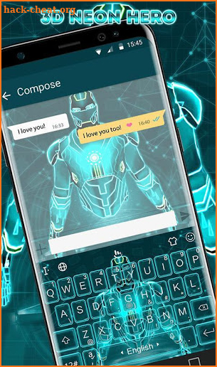 3D Neon Robot Keyboard Theme screenshot