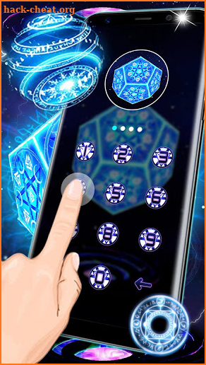 3D Neon Tech Pentagon Lock Theme screenshot
