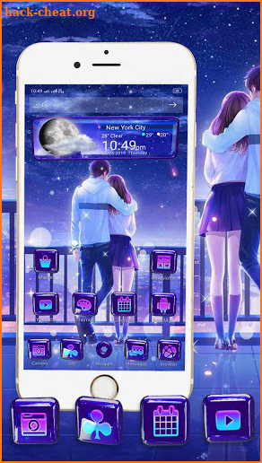 3D Night Couple Love Glass Tech Theme screenshot