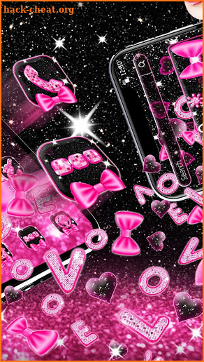 3D Pink Love Glitter Gravity Theme screenshot