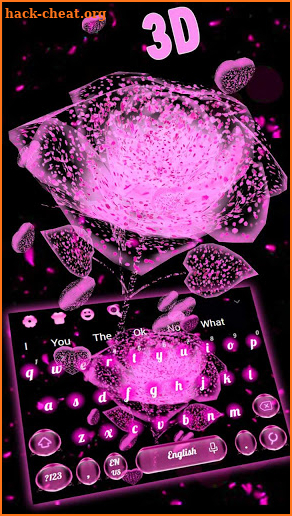 3D Pink Neon Rose Flower Keyboard Theme screenshot