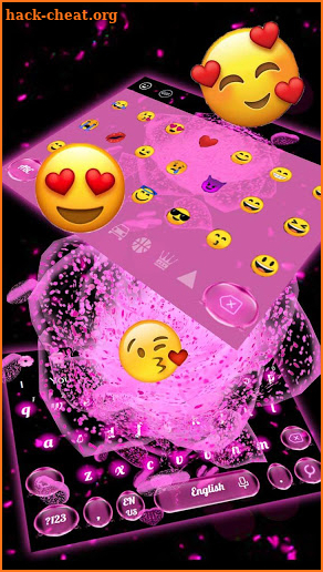 3D Pink Neon Rose Flower Keyboard Theme screenshot