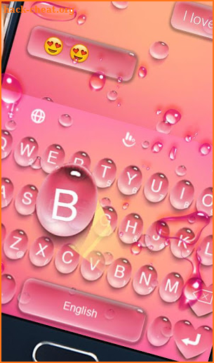 3D Pink Water Droplets Keyboard Theme screenshot