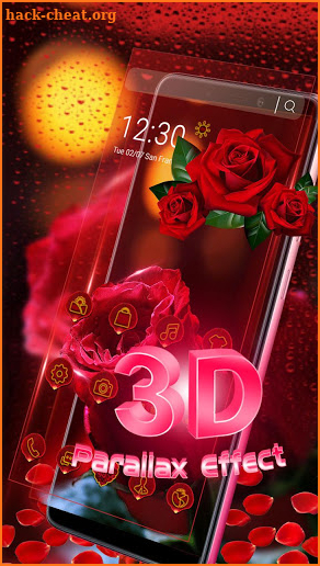 3D Red Rose Parallax Theme screenshot
