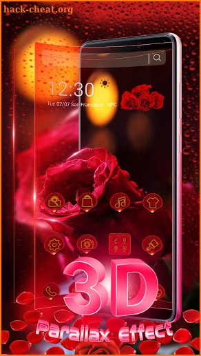 3D Red Rose Parallax Theme screenshot