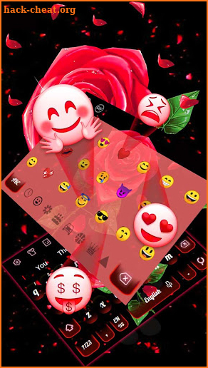 3D Red Rose Petal Keyboard Theme screenshot
