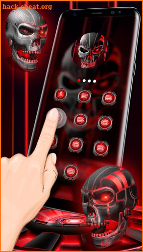 3D Red skull - lock  theme screenshot