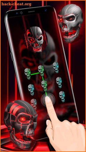 3D Red skull - lock  theme screenshot