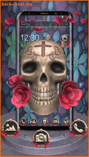 3D Skull Red Rose Theme screenshot