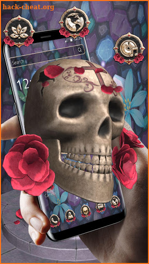 3D Skull Red Rose Theme screenshot