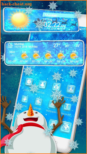 3D  Snowman Winter Snowflakes Glass Theme screenshot