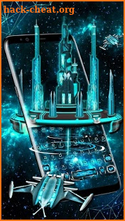 3D Space Galaxy City Keyboard Theme screenshot