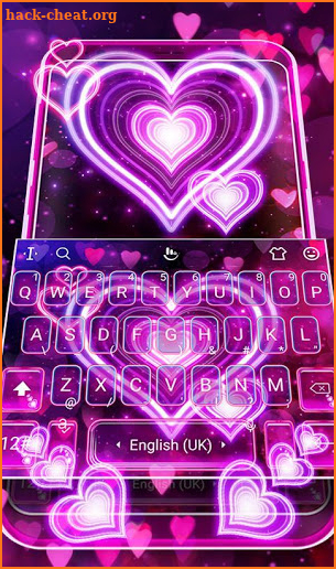 3D Sparkling Neon Love Hearts Keyboard Theme screenshot
