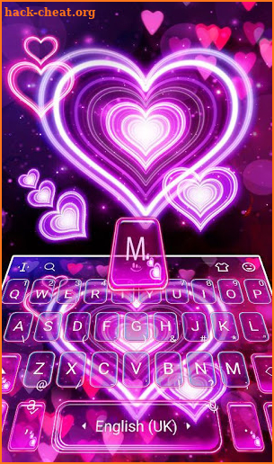 3D Sparkling Neon Love Hearts Keyboard Theme screenshot