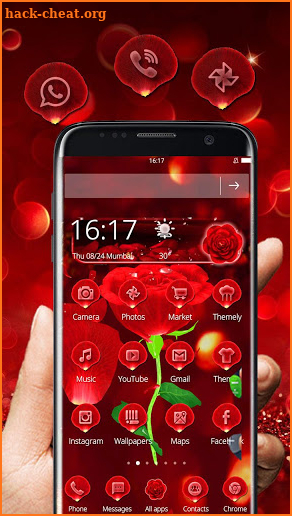3D valentine love rose theme screenshot
