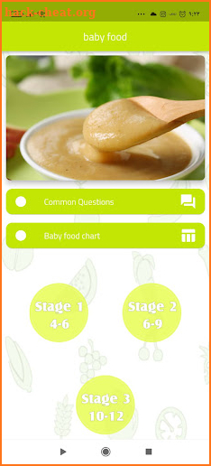 4 to 12 months baby food chart screenshot